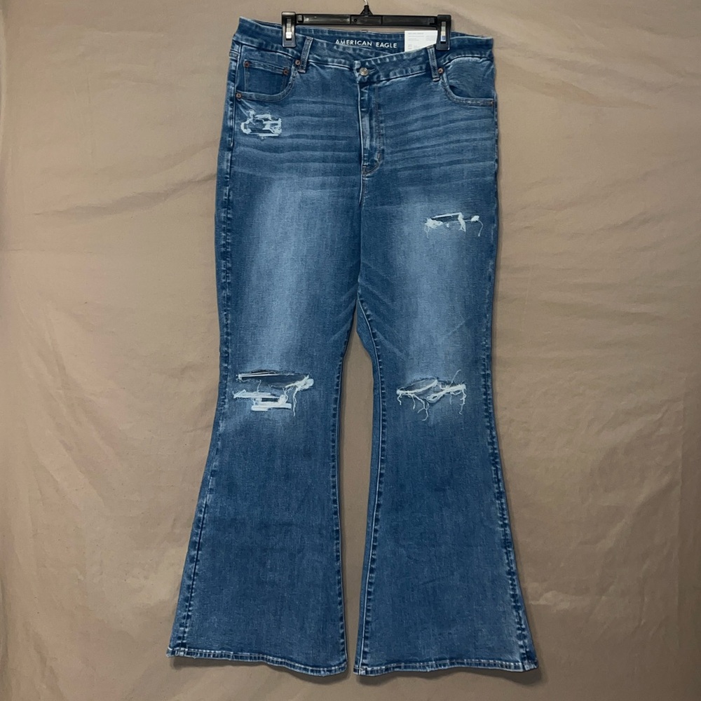 American Eagle Next Level Curvy Ripped High-Waisted Flare Jeans